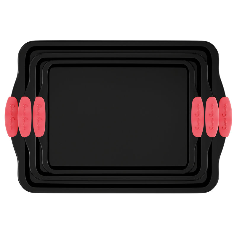 Black Carbon Steel Non-stick Sheet Pan Set with Silicone Handles