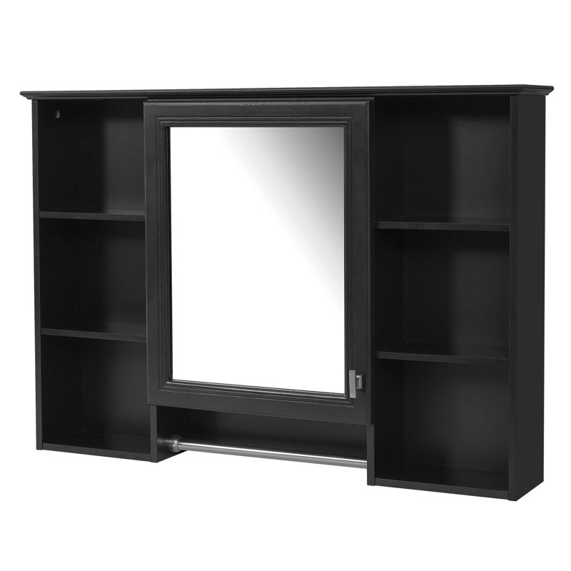 Armoire de toilette murale 42 po 3-en-1, miroir haute définition avec tablette réglable et porte à fermeture en douceur, Noir