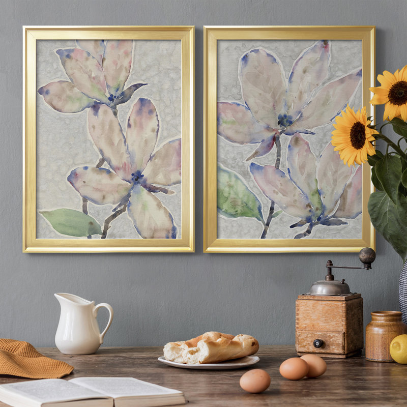 «Blossom Study I», ensemble de 2 impressions sur toile encadrées, Cadre doré, H 24,5 po x l 18,5 po x P 1,25 po