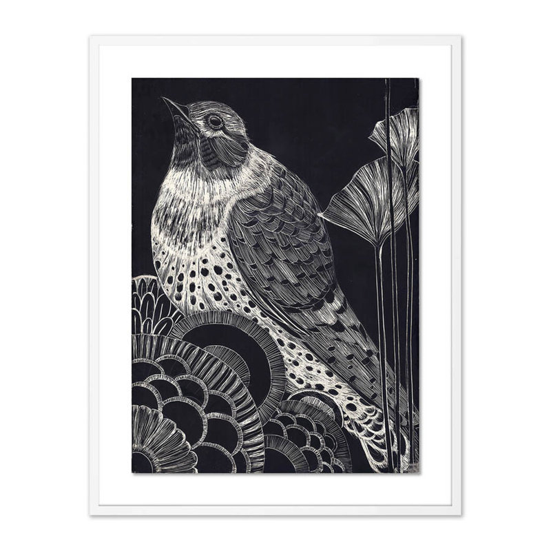 Brid III Painting by Jimena Arechavala, 40" H x 31" W x 2.5" D, White