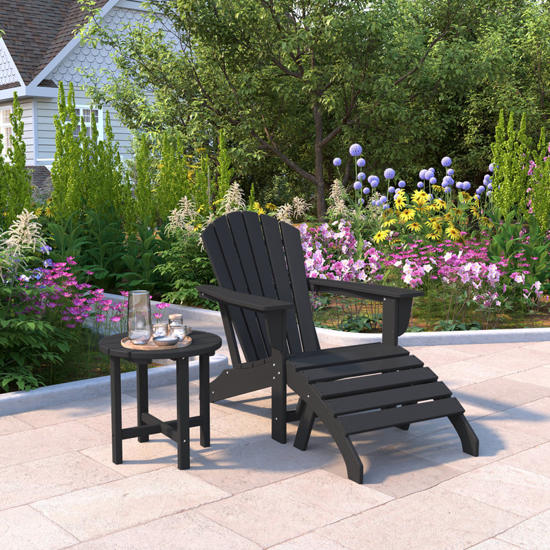 Altura Foldable Outdoor Adirondack Chair, Black