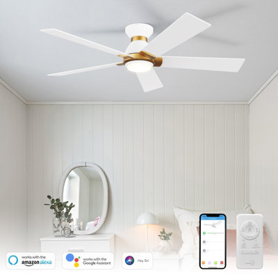 Ventilateur de plafond encastré à 5 pales 52 po avec éclairage Alceu