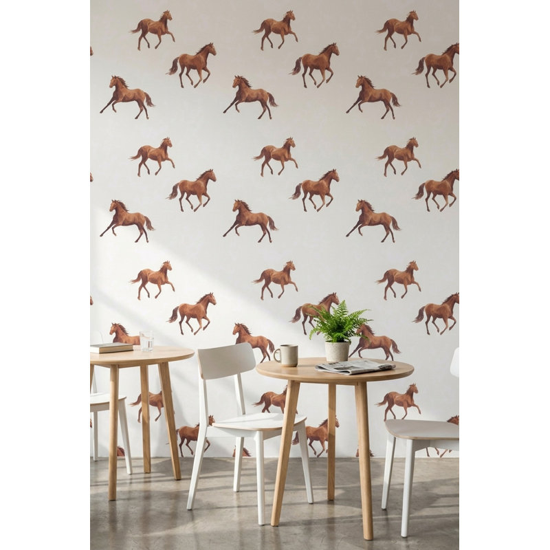 Papier peint chevaux, impression murale minimaliste