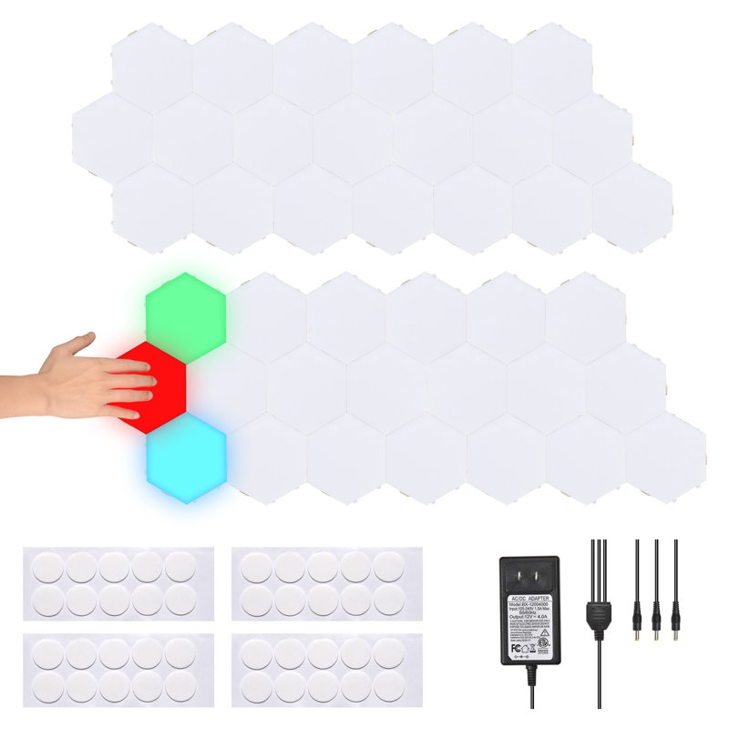Corrigan Studio 40 Block Smart LED Hexagonal Light Panel Touch Sensitive Magnetic Wall Mount DIY