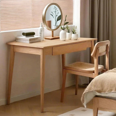 31"W Solid Oak Desk with Drawer