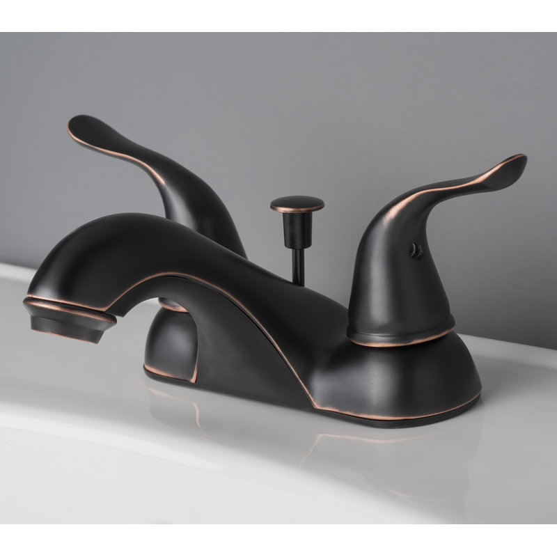 Robinet de lavabo central à deux poignées avec ensemble de bonde, Bronze huilé