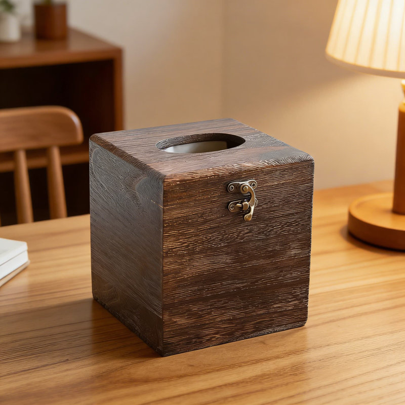 Couvre-boîte à mouchoirs carré en bois - Support décoratif en bois pour la salle de bain, la table, le bureau et la maison