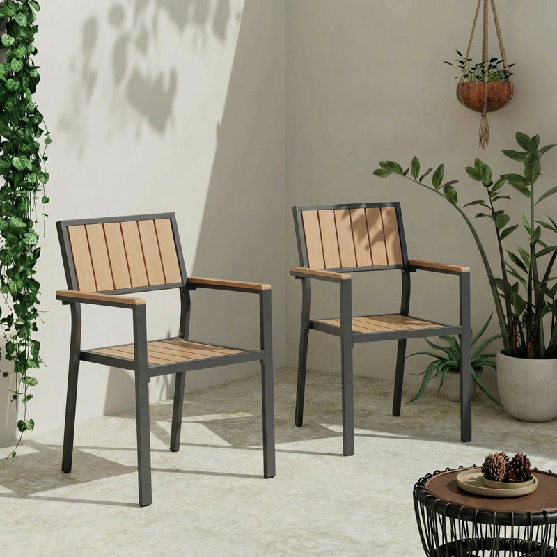 Fauteuils de salle à manger d'extérieur Chamblee Nika, Teck