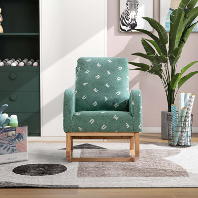 Chaise berçante moderne de 26,8 po de largeur pour chambre de bébé, fauteuil berçant d'appoint Mid Century
