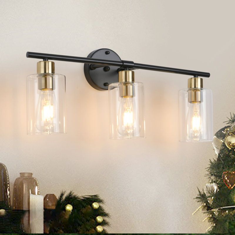 Éclairage pour meuble-lavabo Aarif Bonniview, Noir mat / Or, 3 lumières
