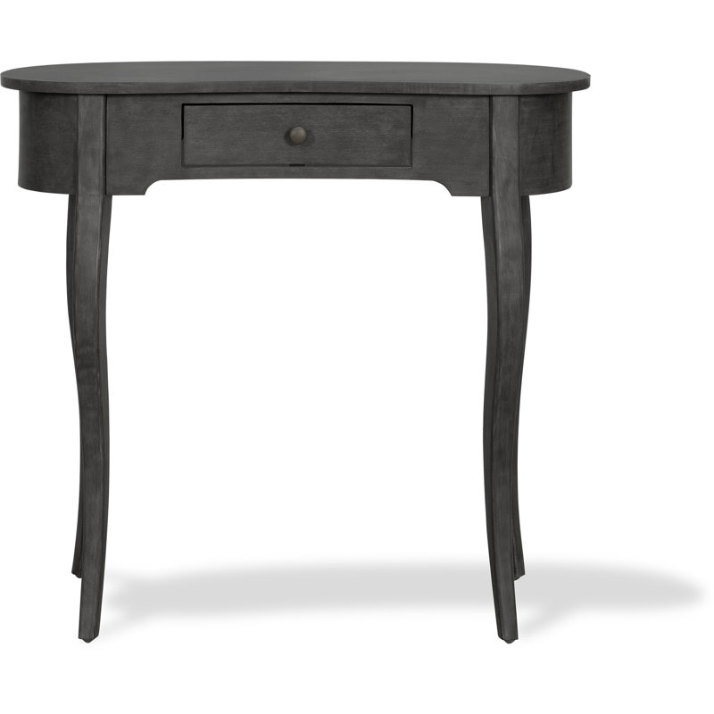 Dark Gray Wood Console Table with Storage Drawer