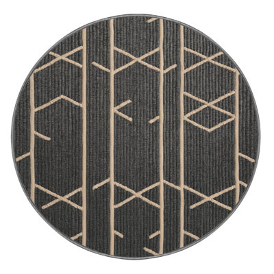 Machine Washable Trellis Gray Area Rug