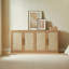 Grande armoire de rangement 67 po avec 4 portes et buffet en rotin 67 po Boho