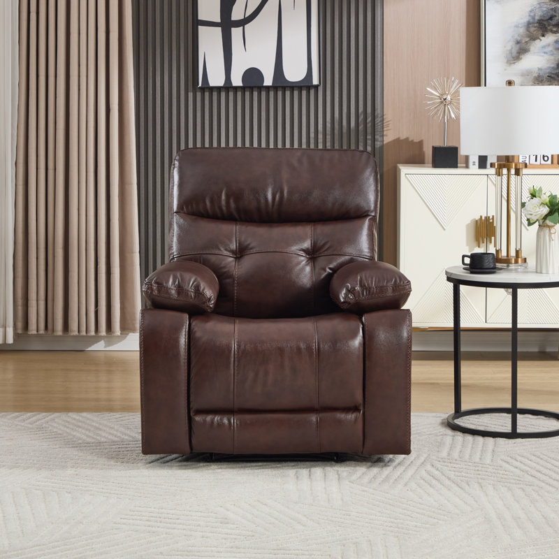 Fauteuil inclinable électrique en cuir fleur 37 po de large avec port USB, inclinable réglable et porte-gobelets dissimulés