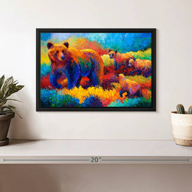 Famille Grizz, Cadre flottant noir, 13 po x 9 po