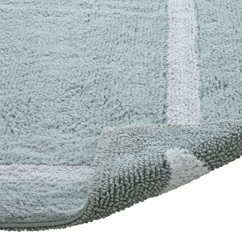 Broshous Premium 100% Cotton 2370 GSM 2-Piece Bath Rug Set, Ultra Plush Tufted Bathroom Mats, Super Absorbent OEKO-TEX® Certified, Reversible, Machine Washable, Spa-Like Comfort, Blue/White