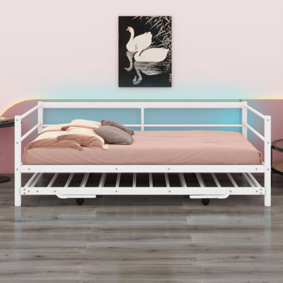 Metal Daybed With LED And Trundle