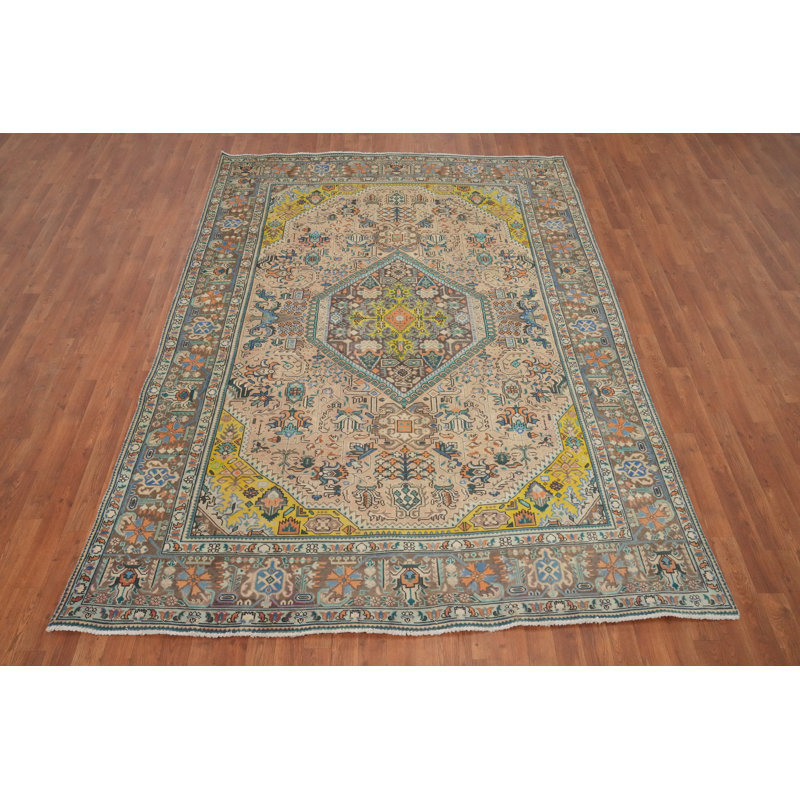 Tapis traditionnel rétro géométrique 7 x 9