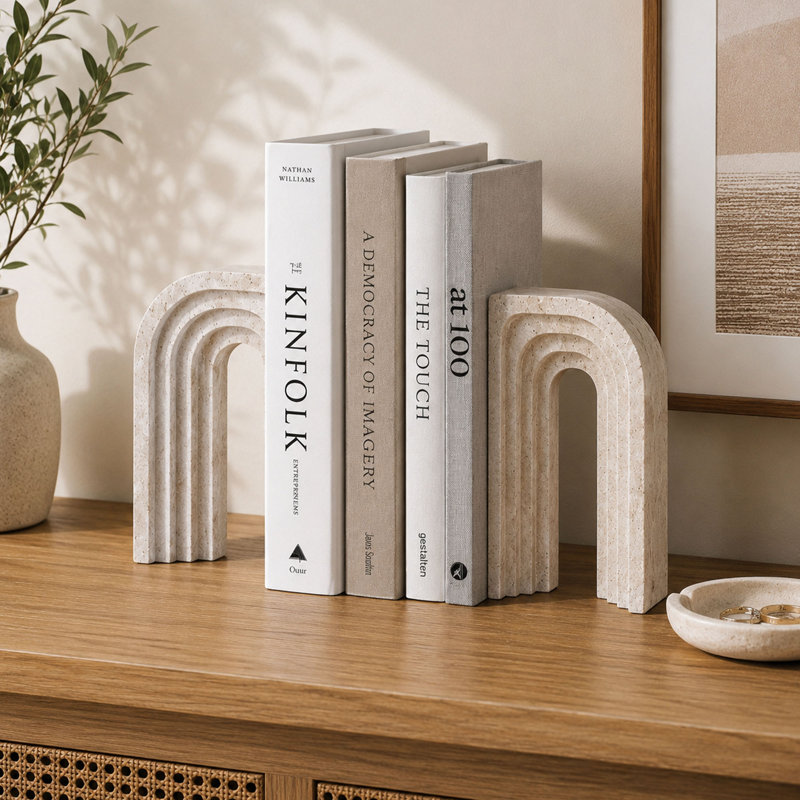 Ensemble de serre-livres en résine d'inspiration pierre pour livres lourds