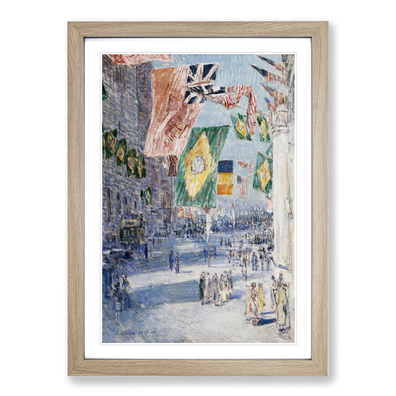Avenue of the Allies by Childe Hassam - Picture Frame Painting, Oak Framed, 65cm H x 48cm W x 2cm D