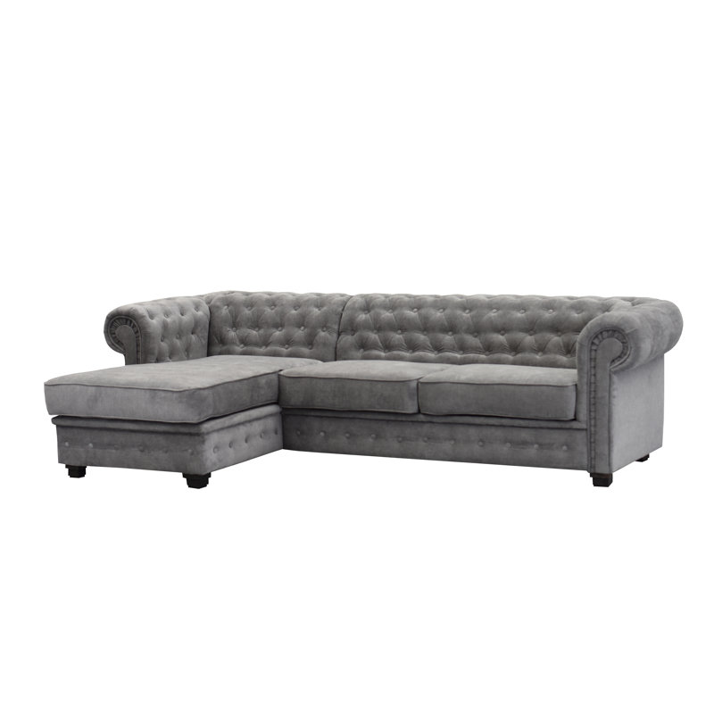 Allegra Chesterfield Corner Sofa, Dark Grey, Left Hand Facing