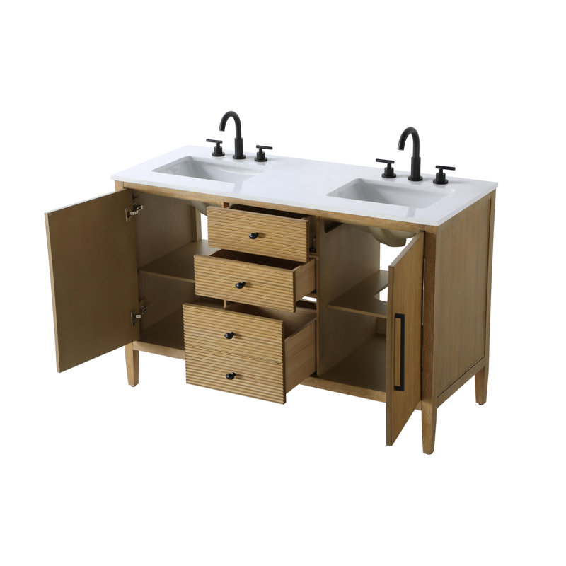 Meuble-lavabo double 54 po, Lin chêne