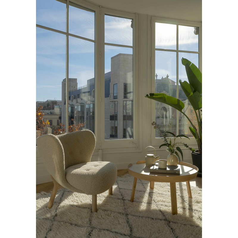 Bohemian Classics Hand Tufted Wool Moroccan Area Rug in Cream/Black, Rectangle 4'7" x 6'7"