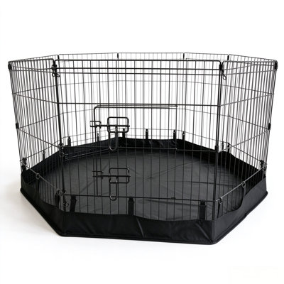 600D Oxford Fabric and Metal Foldable Puppy Playpen with Pad and Door, 8 Panels 24 in. H – Indoor and Outdoor