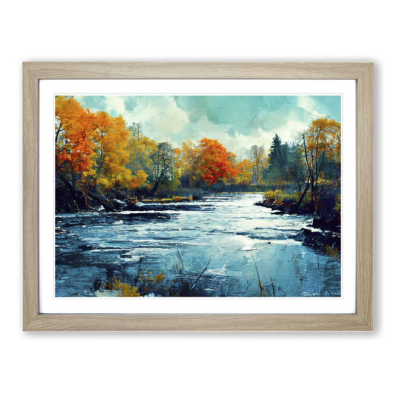 XH1022-6166X Modern River Vol.1 - Single Picture Frame Print, 46cm H x 64cm W x 2cm D, Oak