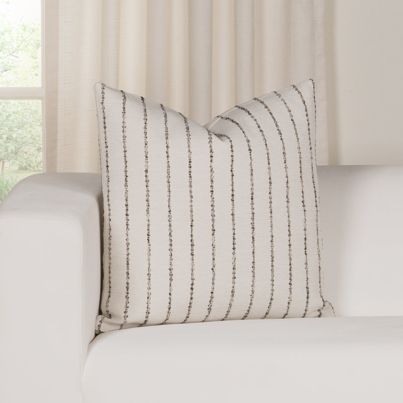 Coussin décoratif à rayures torsadées Siscovers, H 16 po x l 16 po, Beige