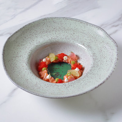 Assiette plate en grès de 11,02 po Pistache