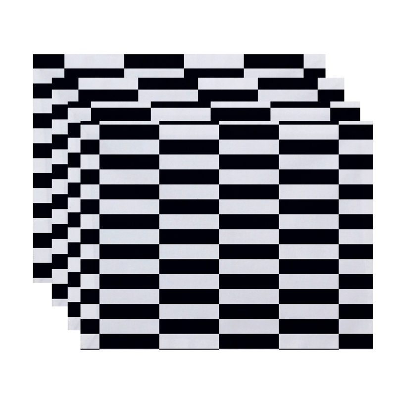 Buffington Polyester Striped Rectangle Placemat, Navy Blue