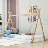 Estefania Twin Size Wood Bed with Triangle Structure