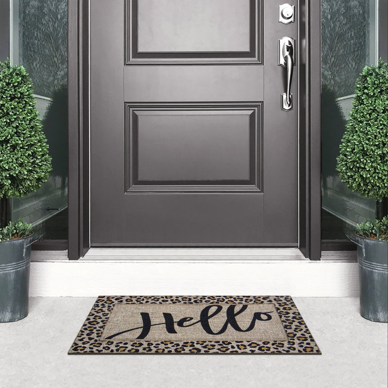 Paillasson Ottis Sisal Hello Leopard, Tanné