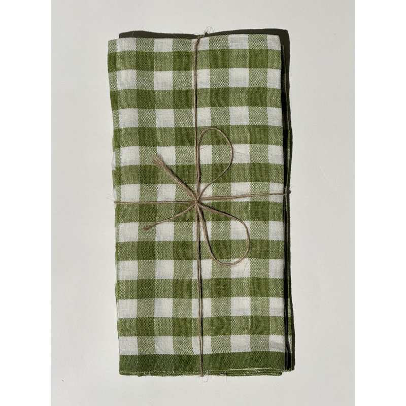 Alessandro Linen Square Napkins, Basil