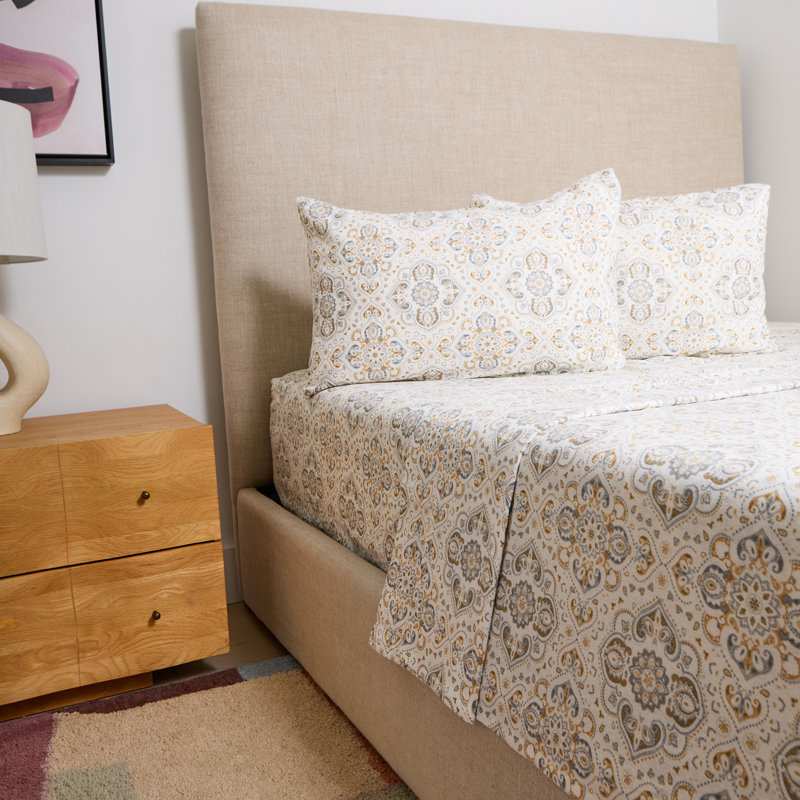 Roxana Paisly 100% Cotton 4-piece Flannel Sheet Set, Full