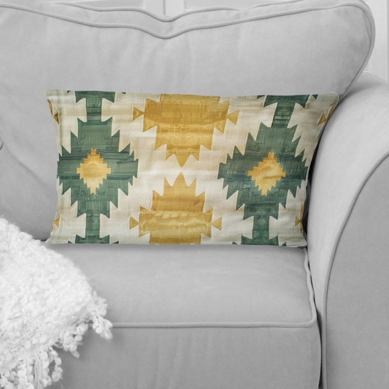 Coussin lombaire rétro jaune géométrique Navajo III
