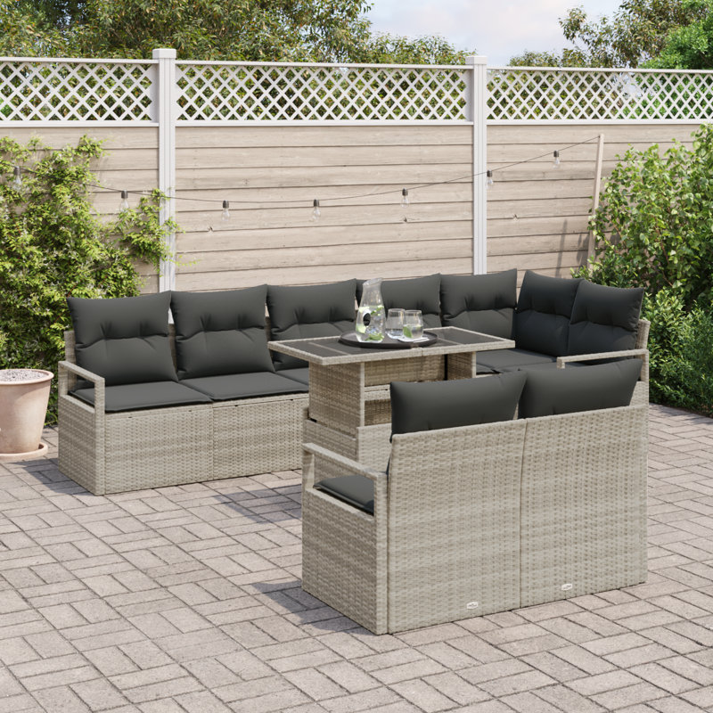 287cm Wide Patio Sofa with Cushions
