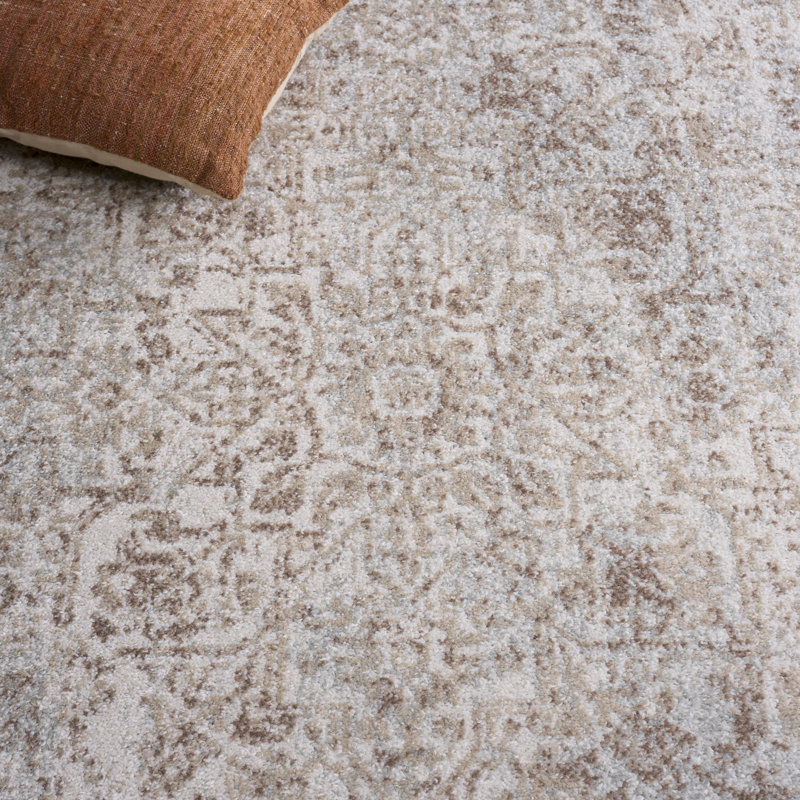 Oriental Area Rug, Rectangle 91 x 152 cm, Ivory/Taupe