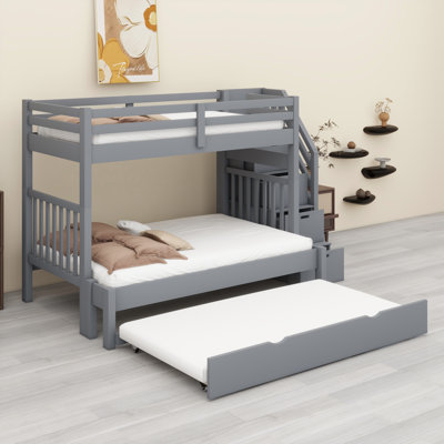 Bunk Bed Frame with Pull-Out Trundle