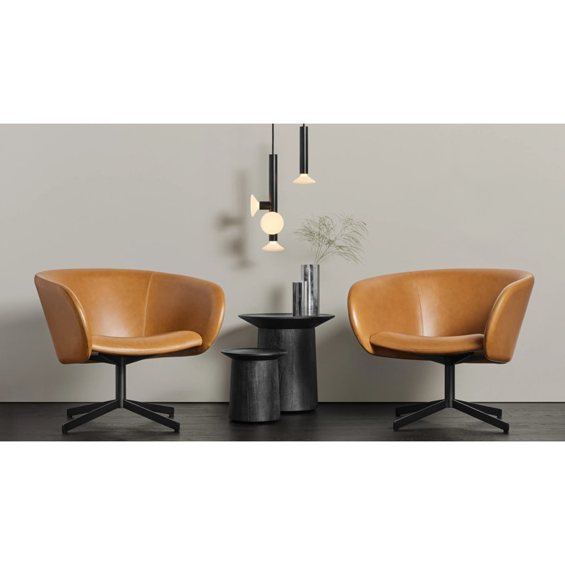 Close Encounter Swivel Barrel Chair, Canyon Genuine Leather