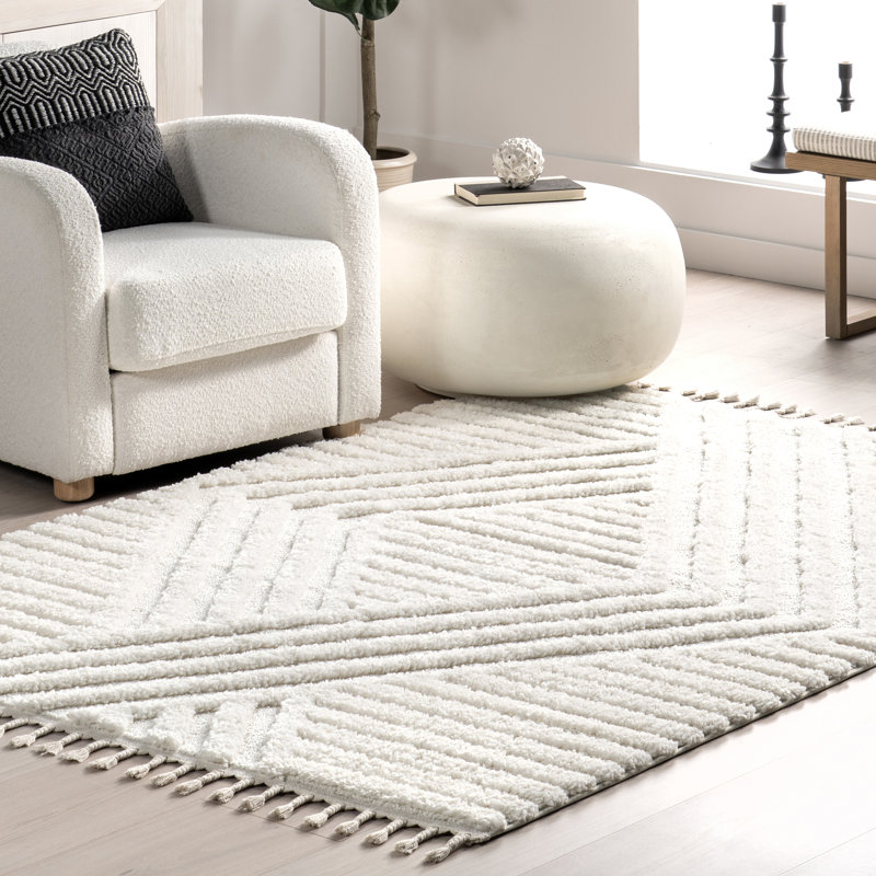 Tapis géométrique à poils longs, Rectangle 6 pi 7 po x 9 pi