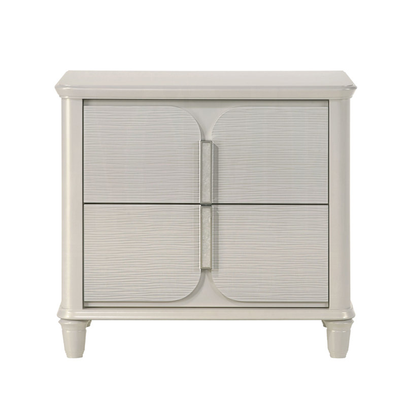 Table de chevet 2 tiroirs en bois au fini blanc perle