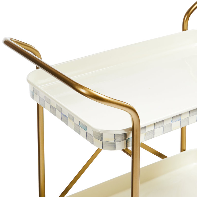 Royal Check 2-Tier Kitchen Cart, Brass/Gray/White