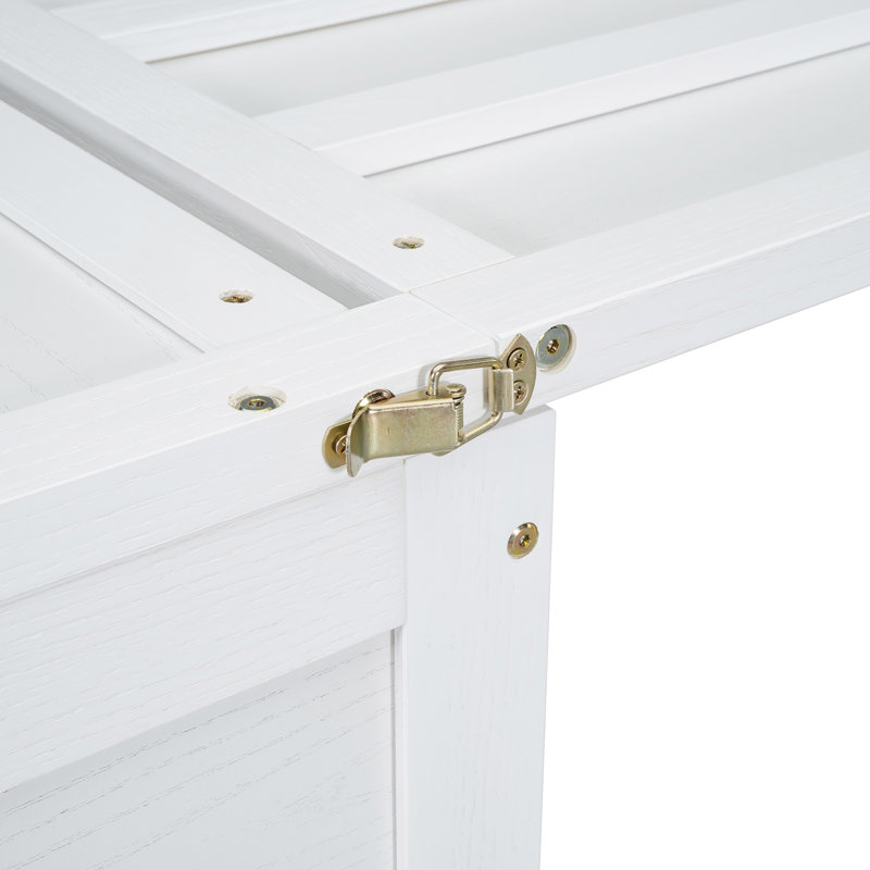 Lit escamotable double avec port USB et grand tiroir, blanc, Lit double, Blanc