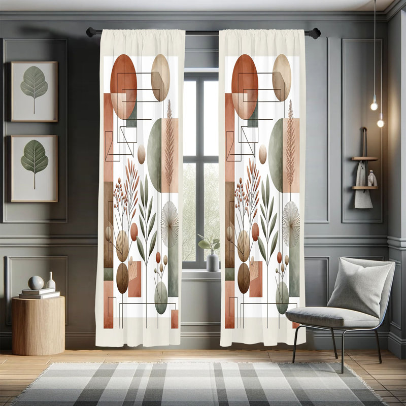 Paire de rideaux East Urban Home Mid Century, L 56 po x L 63 po