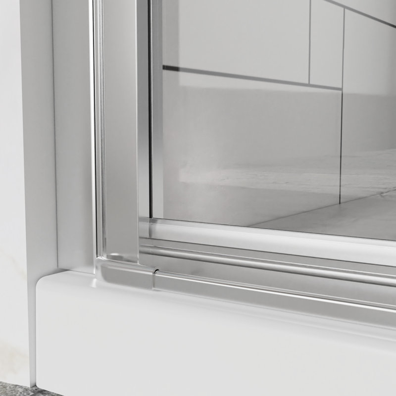 72 Inches High Bi - Fold Pivot Shower Door With Hardware, Zinc Alloy Handles, And Easy Installation In. Swing 6Mm Tempered Glass, Heavy Duty Handle, Noise Closing