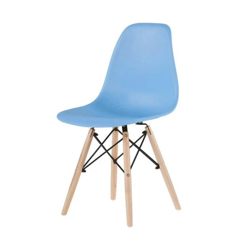 Chaise Hrileena Leffie avec pieds naturels, Bleu, Naturel