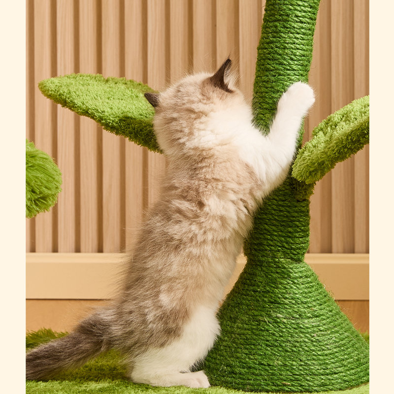 41.7" Large Red Carnivorous Flower Cat Tree with Enclosed Bloom Bed, Stable Multi-Level Structure for Cat Safe Climbing and Play