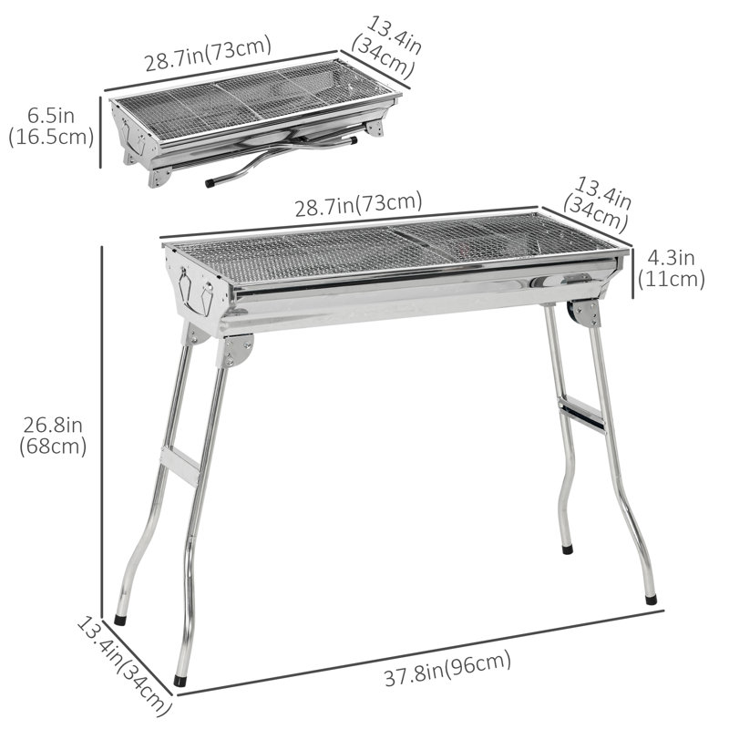 Barbecue au charbon portatif l 37,8 po Outsunny